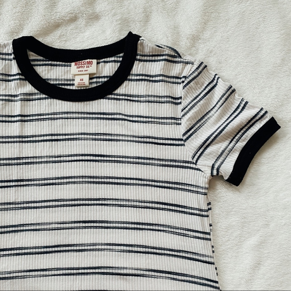 Navy Blue & White Striped Dress